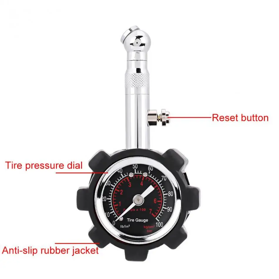 Ручной датчик давления в шинах 0-100PSI манометр измеритель давления воздуха в шинах тестер для автомобиля грузовика мотоцикла измеритель давления в шинах Инструмент