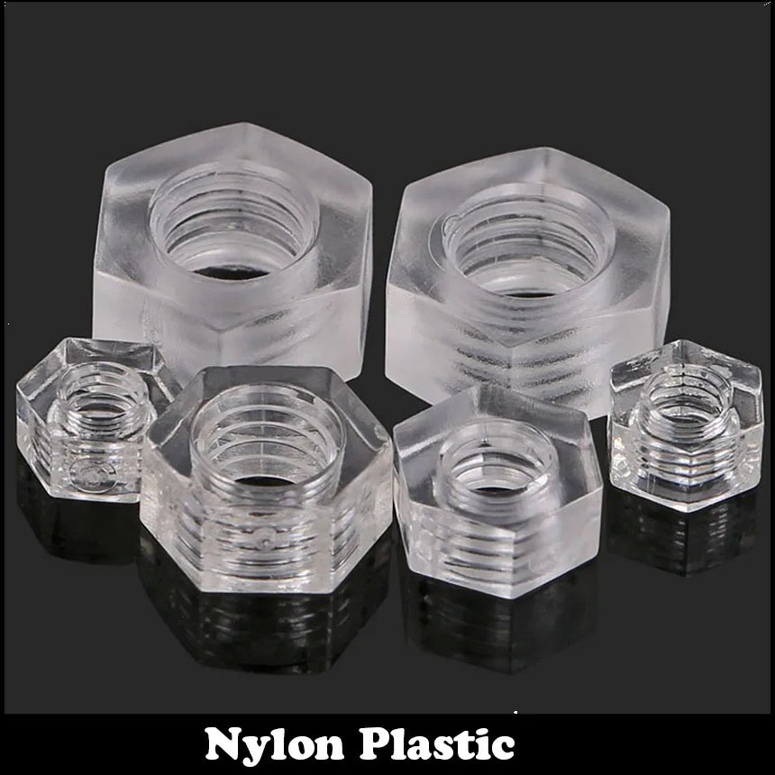 

M3 M4 M5 M6 DIN934 Clear Acrylic Transparent Metric Thread Antistatic Insulation Hex Hexagon Hexagonal Nylon Plastic Nut