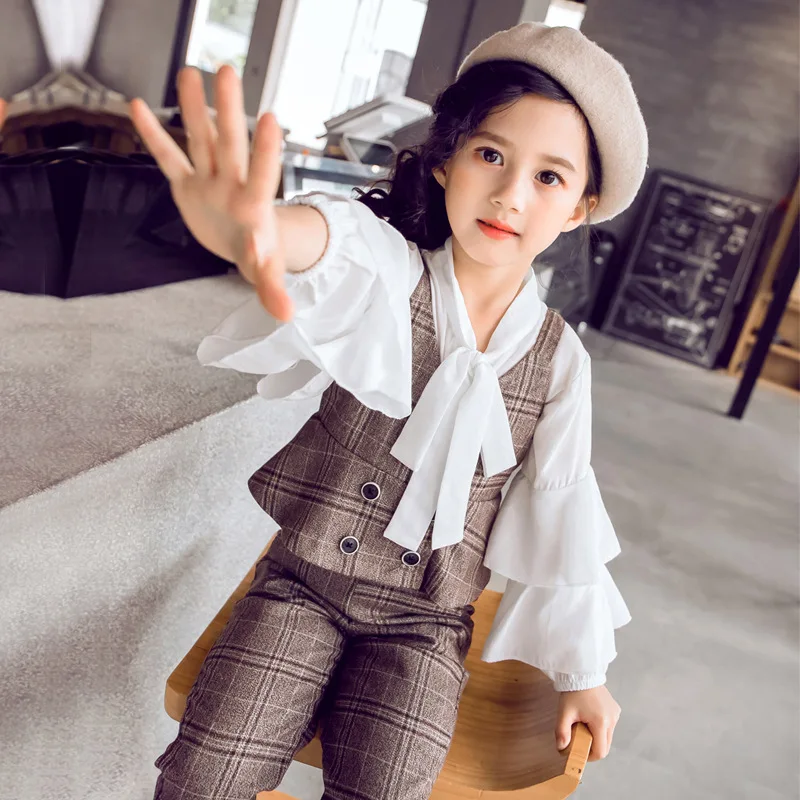

Kids Girls Outfit Clothes Girl Dress+T-shirt Tops+Pants Girls Suit 4-12Y Girl's Clothing Sets Children Clothes