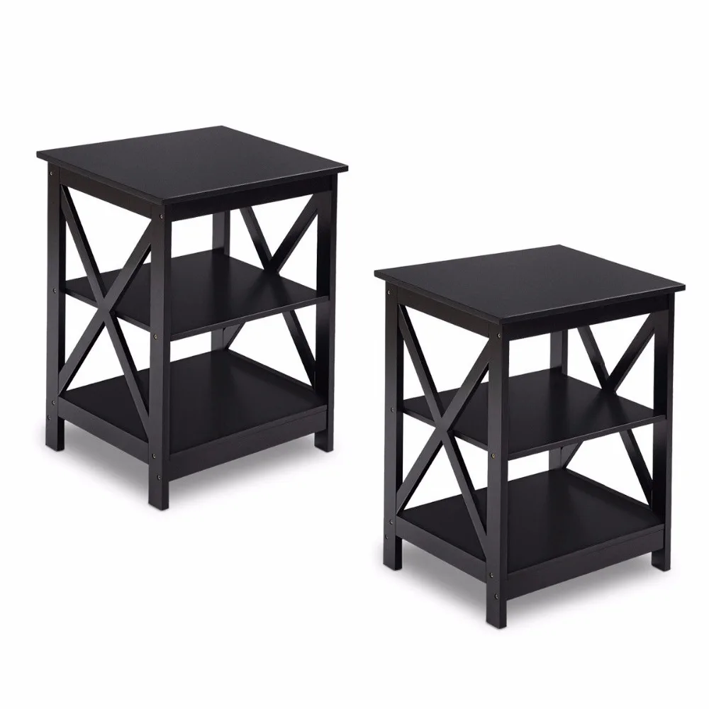 Giantex 3-Tier Nightstand End Table Storage Display Shelf Living Room Furni New Home Furniture 2*HW58944