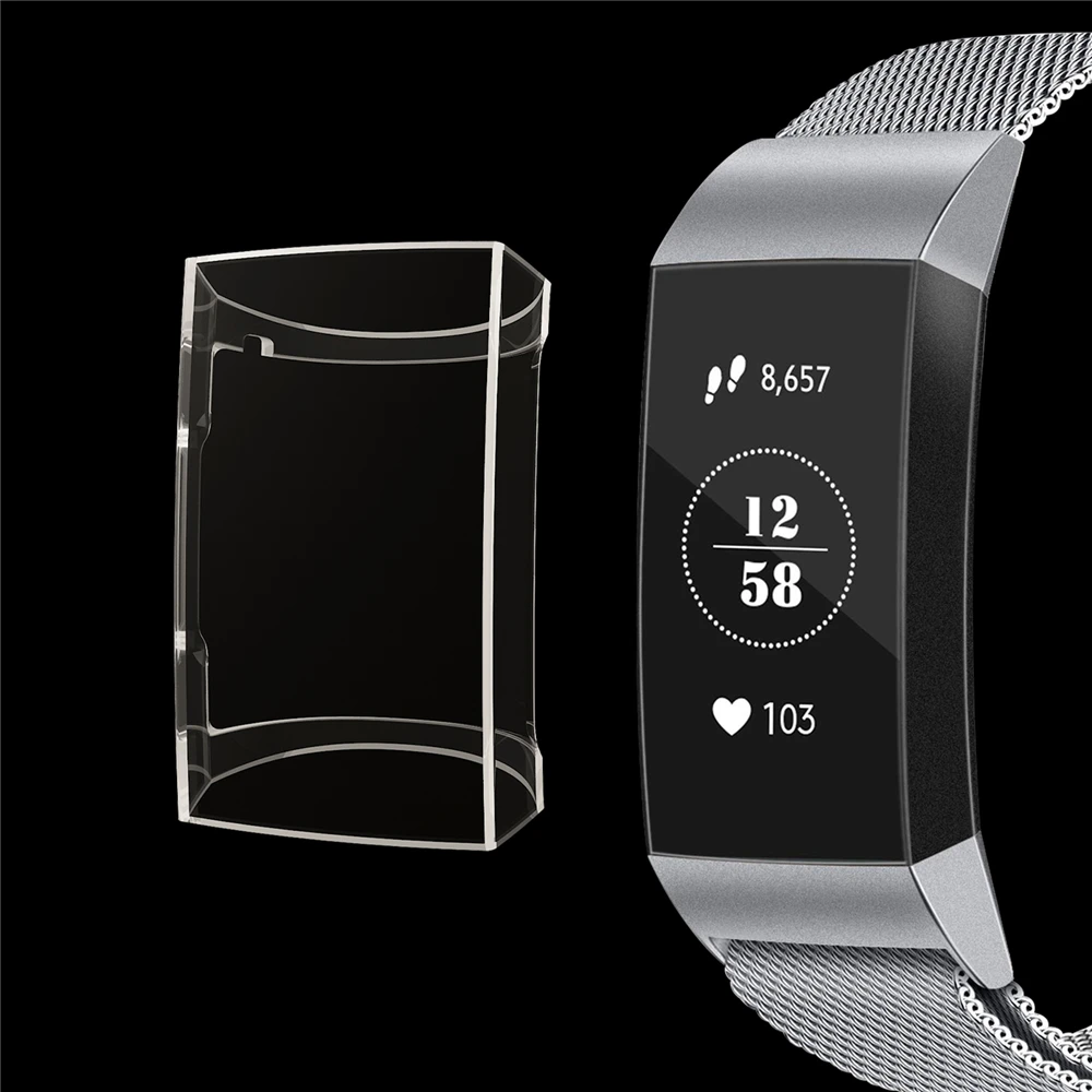 

XBERSTAR Silicone Watch Cover Case for Fitbit Charge 3 TPU Clear Case Cover Protective Shell Ultra-thin Soft Durable TPU Cases