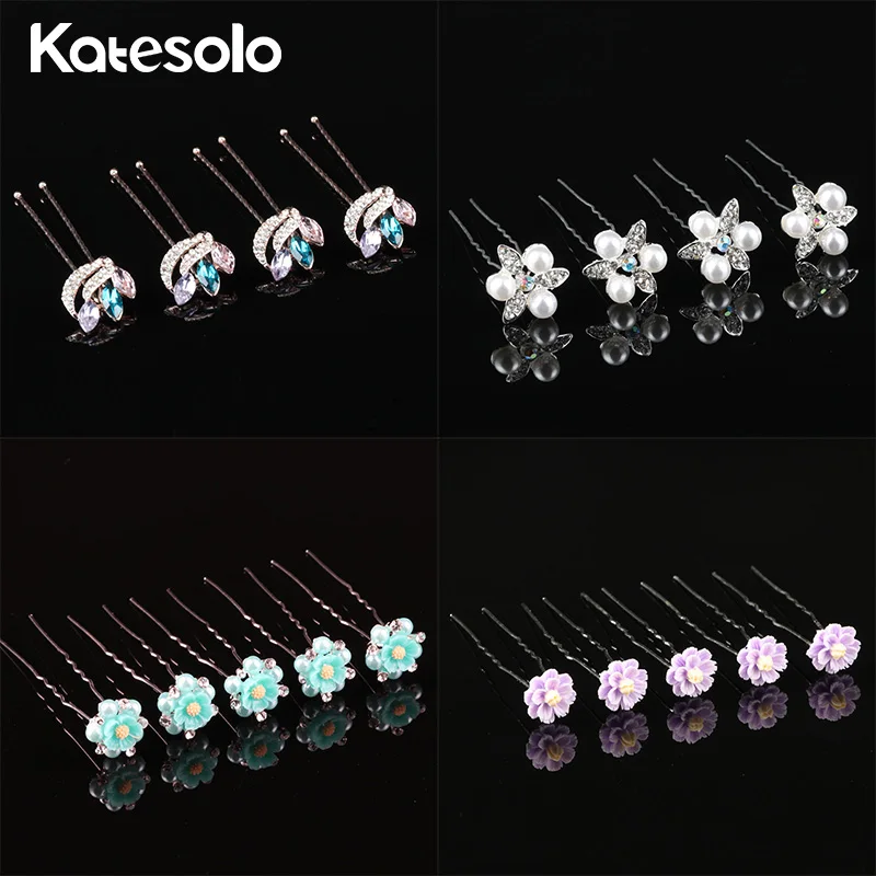 

10Pcs/Set Wedding Party Hair Jewelry Crystal Faux Pearl Bridal Hairpin Clips Flower Hair Pins Barrette Accessories Wholesale