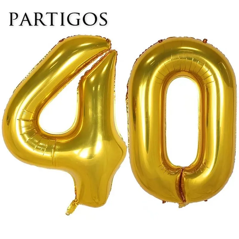 

40 year old birthday balloons 40'' helium black gold number digit ballon party marriage helium inflate globos foil metallic ball