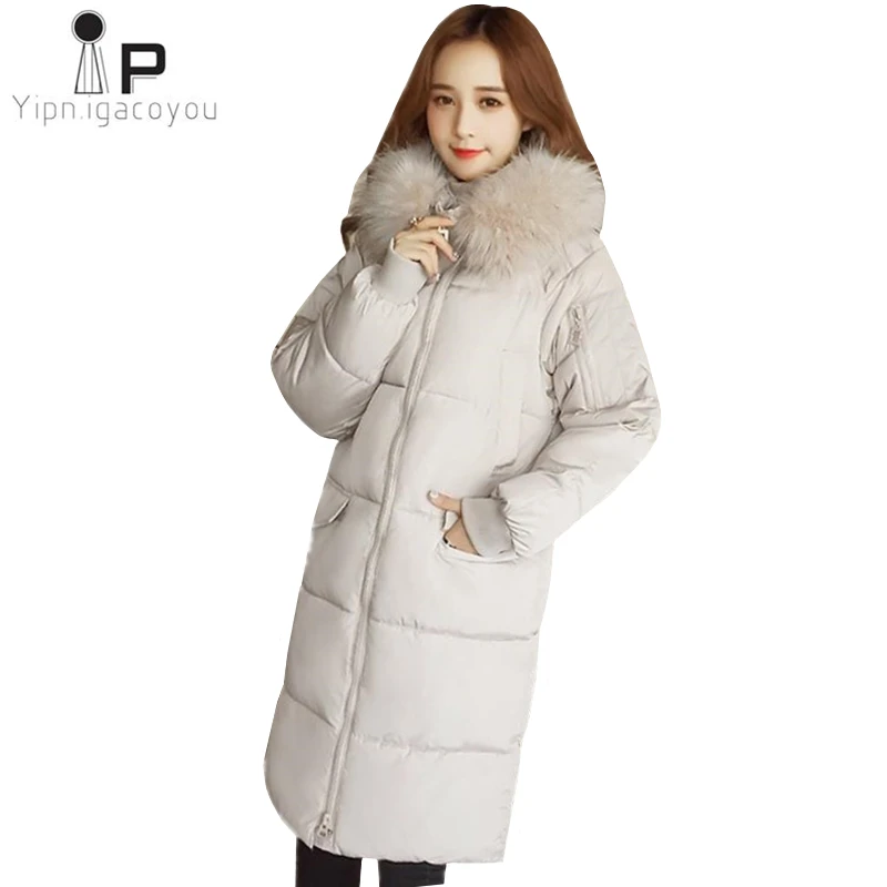#*Cheap Long Coat Womens Winter Jackets Hooded Parka 2019 New Womens Down jacket Plus Size Fashions Thicken Big Fur Collar Womens Coat