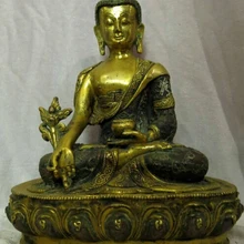 Bi002560 1" Тибет свинка бронзовый Буддизм восемь сокровища Медицина Будды Скульптура