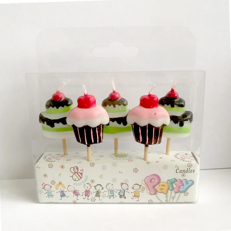 5pcs/lot cupcake shaped craft birthday party supplies cake topper happy