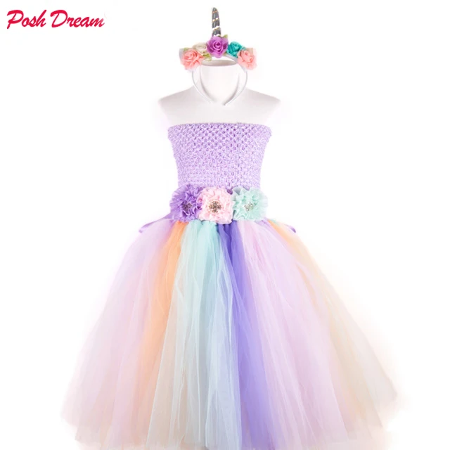 

POSH DREAM My Pony Unicorn Girls Dress Flower Girl Unicorn Tutu Dress Birthday Cakesmash Fluffy Fairy Pony Kids Girls Costume