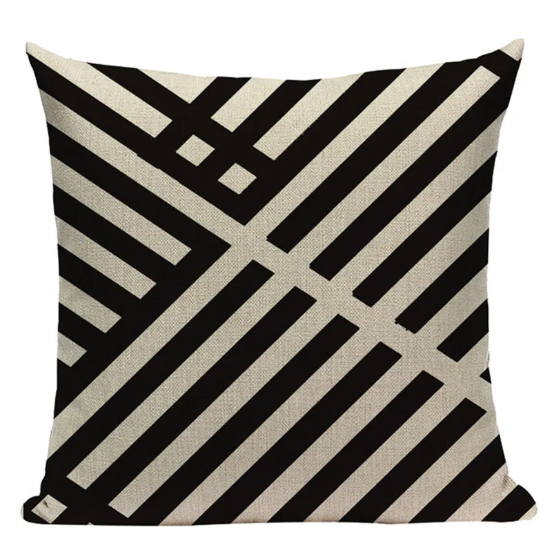 Декоративные наволочки для подушек с геометрическим рисунком, модные льняные наволочки в черно-белую полоску, квадратный диван-кровать, наволочка с принтом на заказ - Цвет: 9