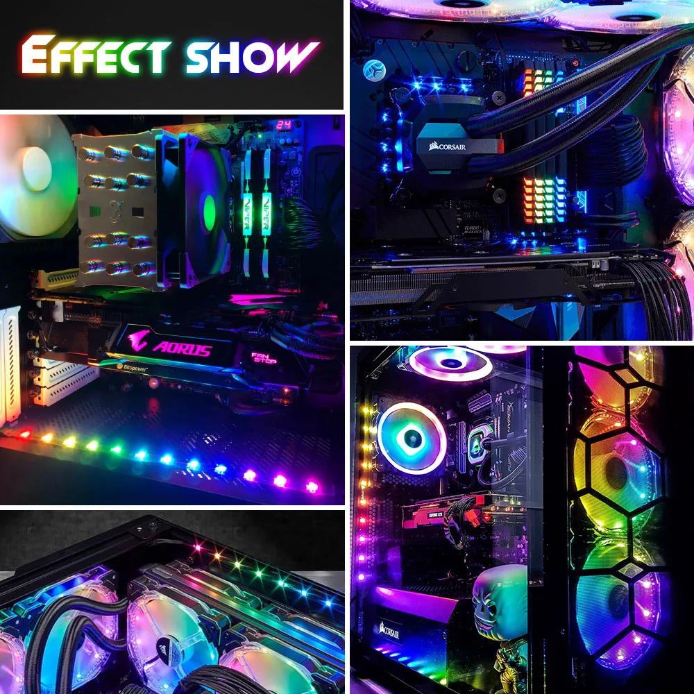 Цифровой светильник WS2812b для ПК ASUS Aura SYNC MSI мистический RGB 3 pin 5V ADD Header на