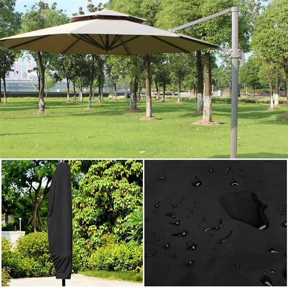 210D Nylon Waterproof Black Protective Cover for Beach/Garden Umbrellas UK 