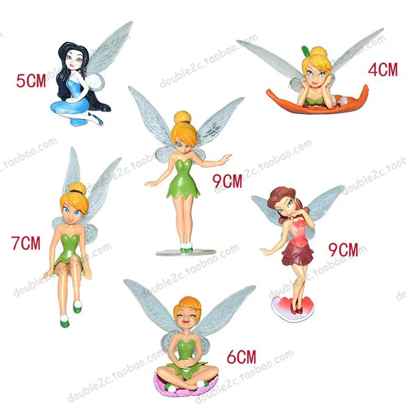 6pcs Tinkerbell Wonderful Little Fairy Pvc Doll Toy Model Diy Cake Decoration Tv Movie Character Toys