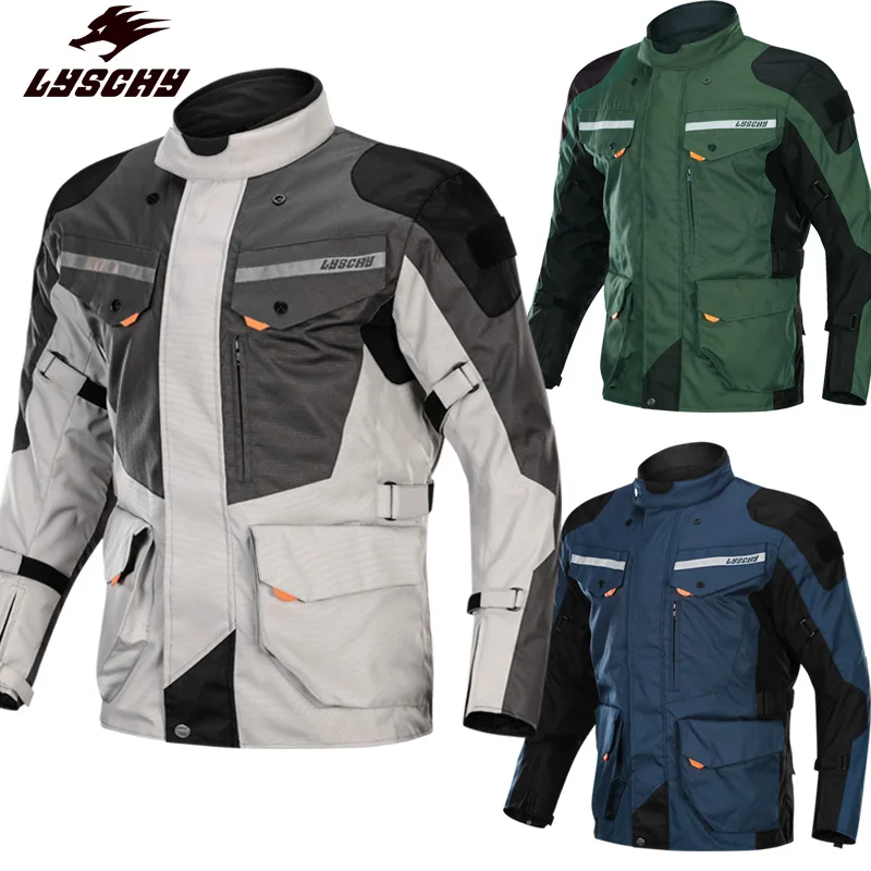 

Men's reflective waterproof Motorcycle Jacket Motocross Protective Gear Auto Racing Coat Off Road Touring Clothing With Liner