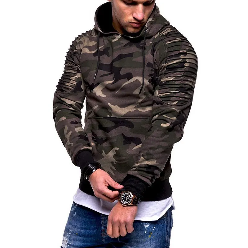 HEFLASHOR классический Camoflauge свитшоты плиссированные осенние мужские камуфляжные