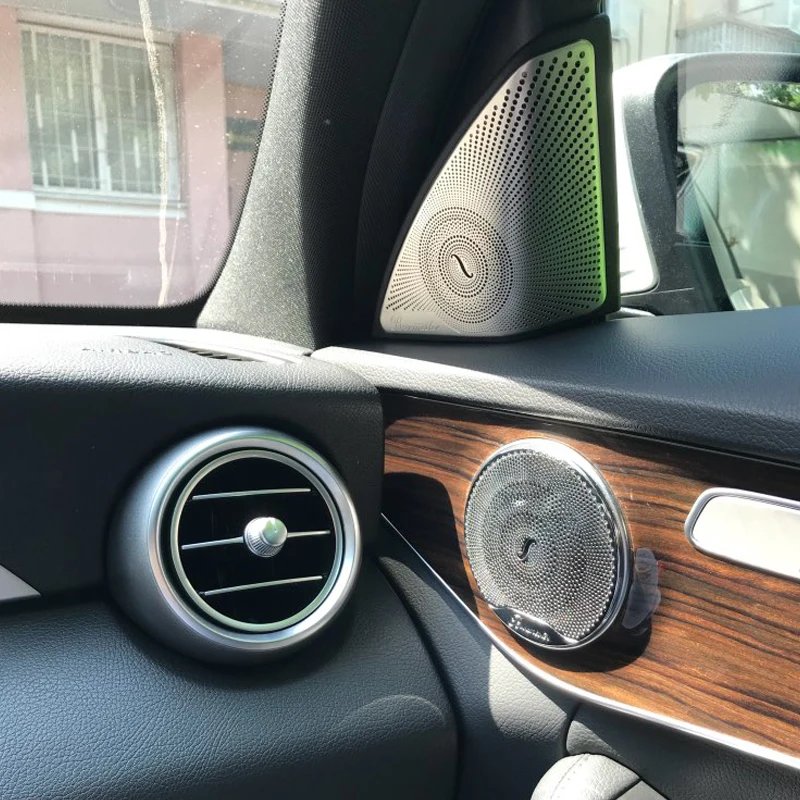 Для Mercedes Benz C Класс W205- 3D стикер автомобиля-Стайлинг из нержавеющей стали двери автомобиля аудио динамик декоративная накладка