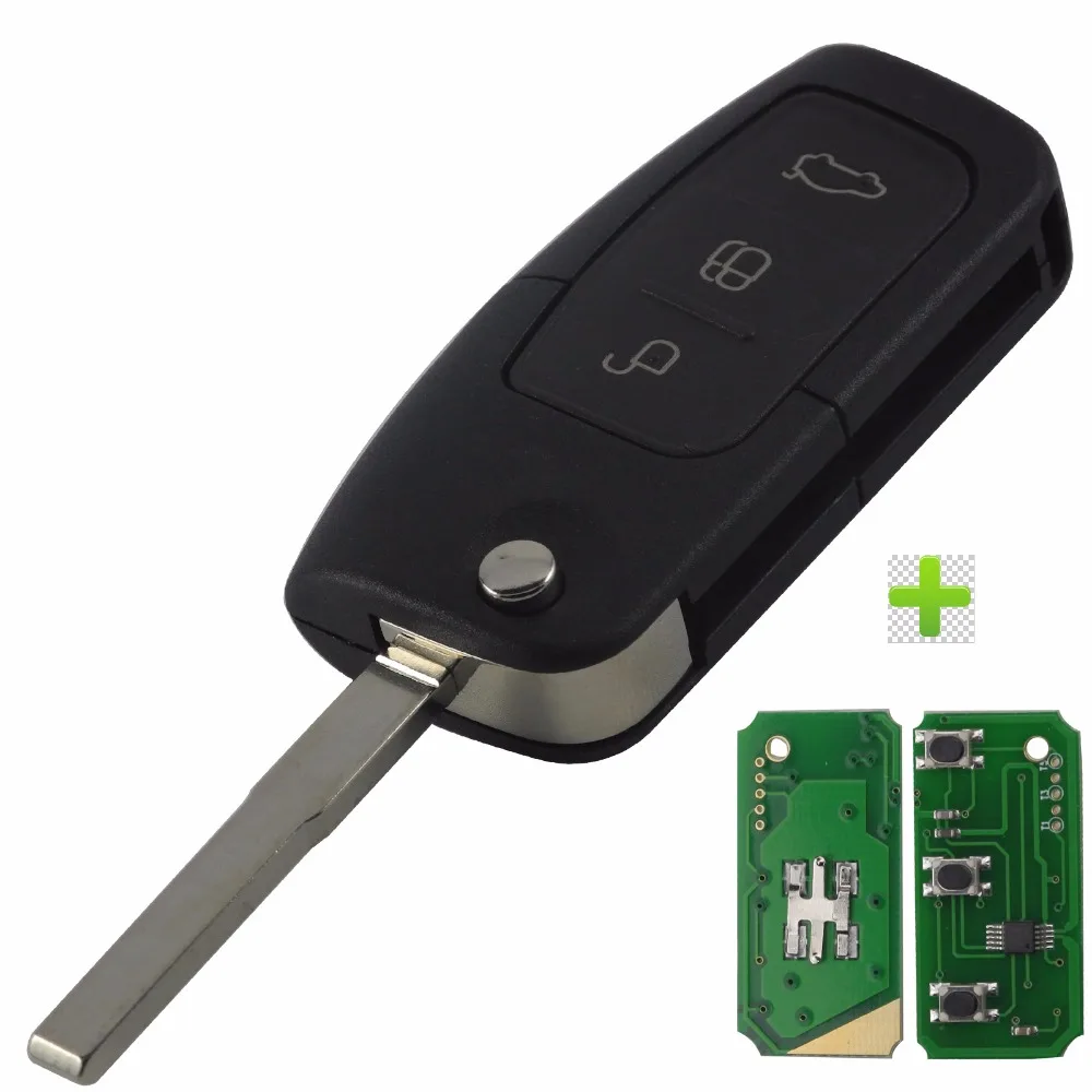 

jingyuqin 433Mhz 3 Button Flip Remote Control Car Key 4D60/63 40/80bit chip For Ford Focus 2 3 Mondeo Fiesta C Max Ka Uncut Key