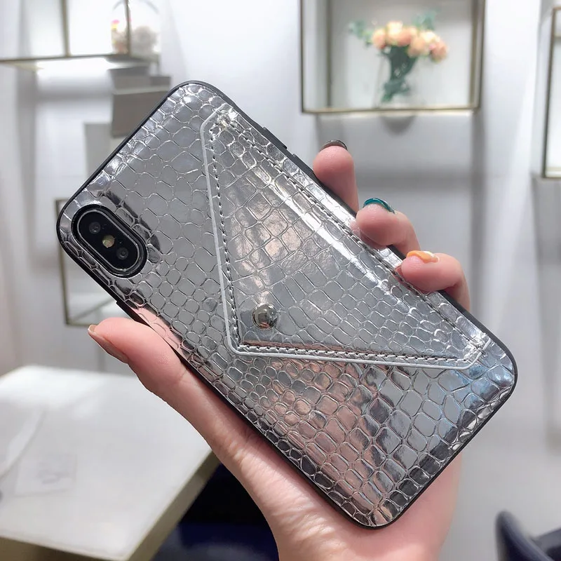 Роскошный змея, Крокодил шаблон карты Карманный чехол сумка для iPhone Xs Max 6 6s 7 8 Plus X Xr PU кожаный бумажник держатель задняя крышка - Цвет: Style3-Silver