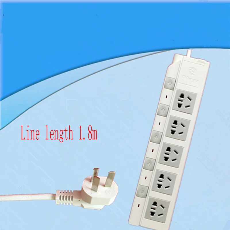 

New 4 Outlet AC Power Charger Wall Socket Plug Mains Lead Strip Adapter With 1.8M Extension Cable Independent Switch