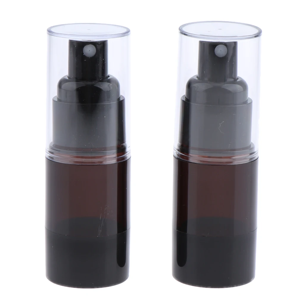 2 Pack Empty Brown Plastic Spray Bottles - 15ml Refillable Container for Essential Oil or Cosmetics
