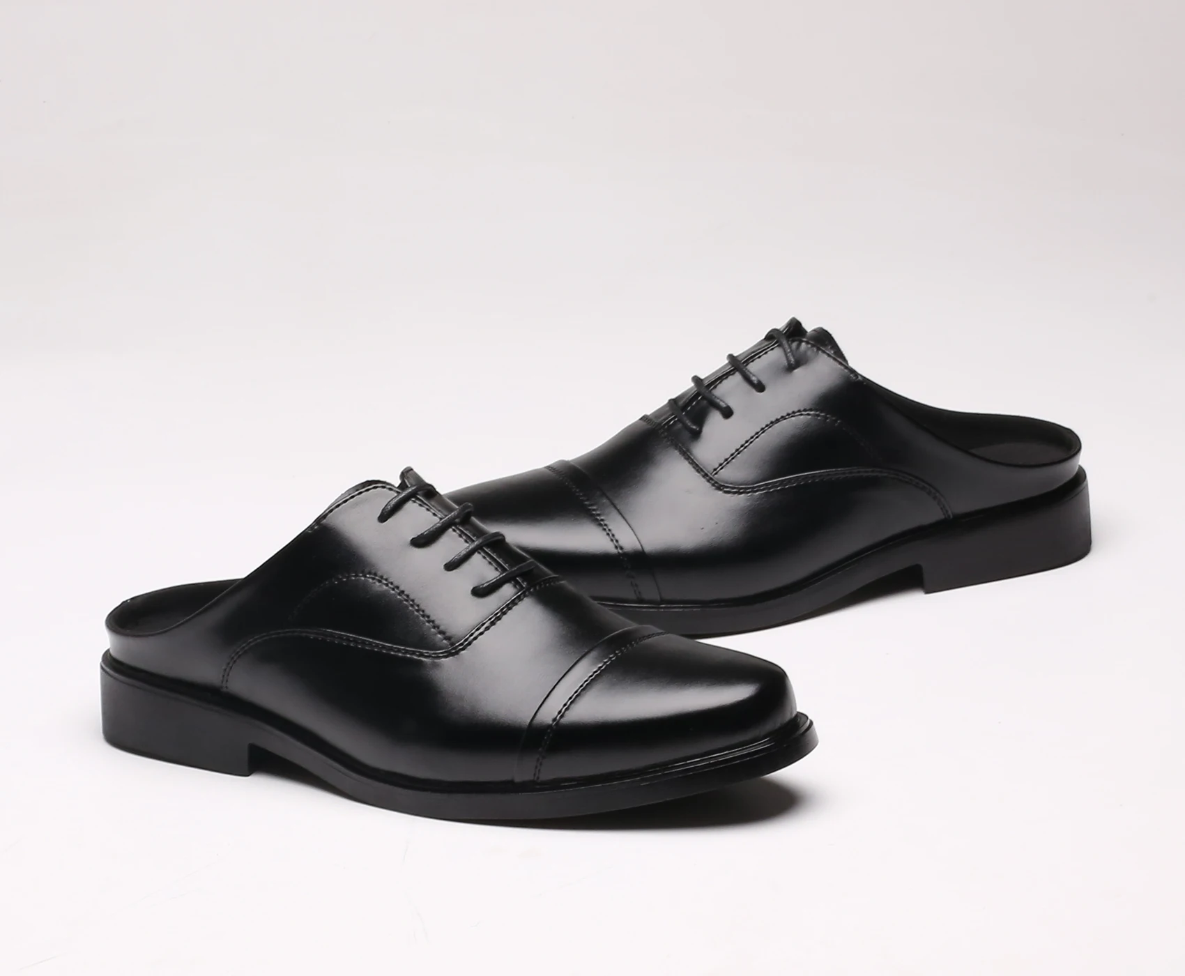 Mazefeng/Мужская модная обувь; летние тапочки; мужские тапочки; Простые повседневные тапочки; однотонные уличные кожаные тапочки с круглым носком