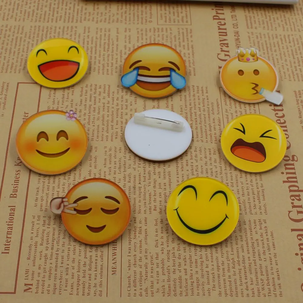 

new 1 PCS cartoon smile face acrylic needle icon badge backpack striped decoration brooch DIY clothing accessories
