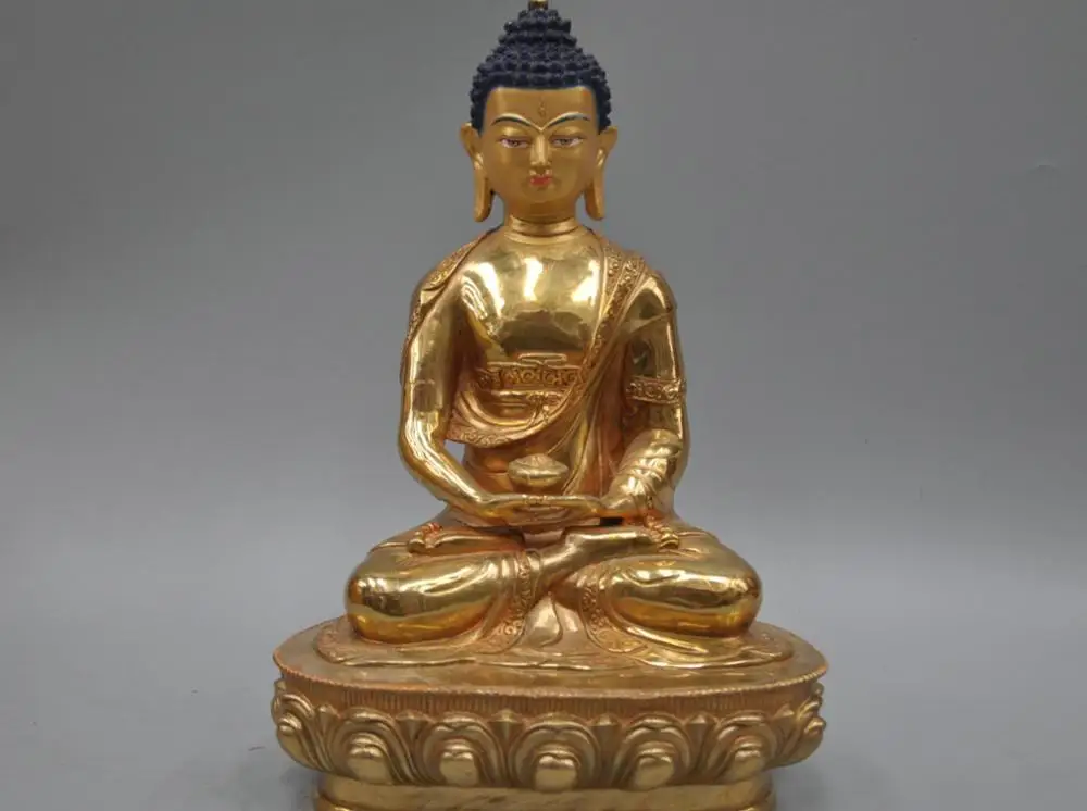 

11'' China Tibet Shakyamuni Amitabha Buddha Bronze Statue