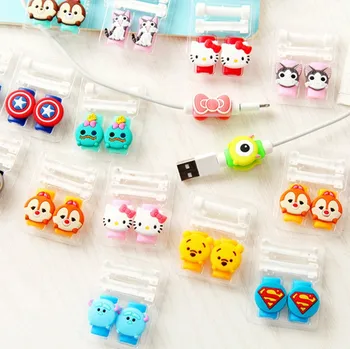 

Selectable Double Side Cartoon USB Cable Earphone Protector headphones line saver For phone charging line data cable protection