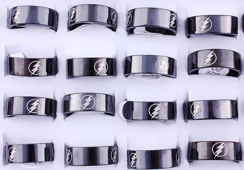 Оптовая продажа крупные партии 5 шт. 8 мм Raiden дизайн черное кольцо из нержавеющей