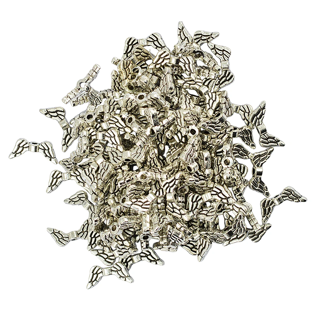 100pcs Angel Wings Shape Charms Pendants for Jewelry Making Crafts 14mm