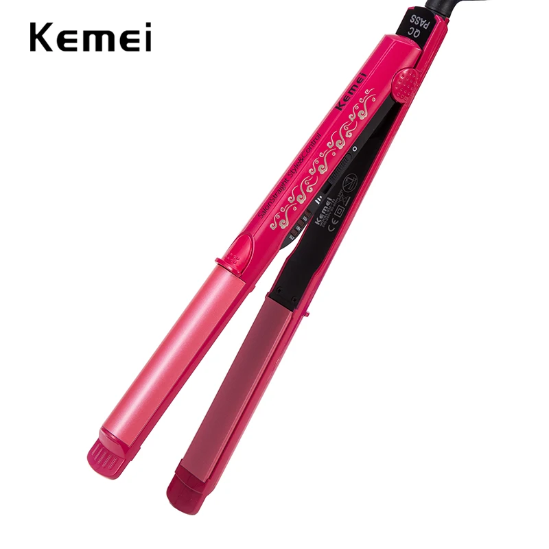 

Kemei hair straightener styling tools professional 2 in 1 ionic straightening iron & curler curling irons curler