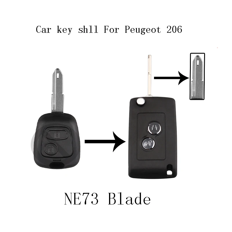 2 кнопки лезвия NE73 модифицированный складной чехол дистанционного ключа для peugeot 206 405 205 106 306