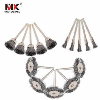 

MX-DEMEL 15Pcs Steel Wire Wheel Dremel Wire Brush Burr Abrasive Head Deburring for Drill Tools Wheels Dremel Tools Accessories