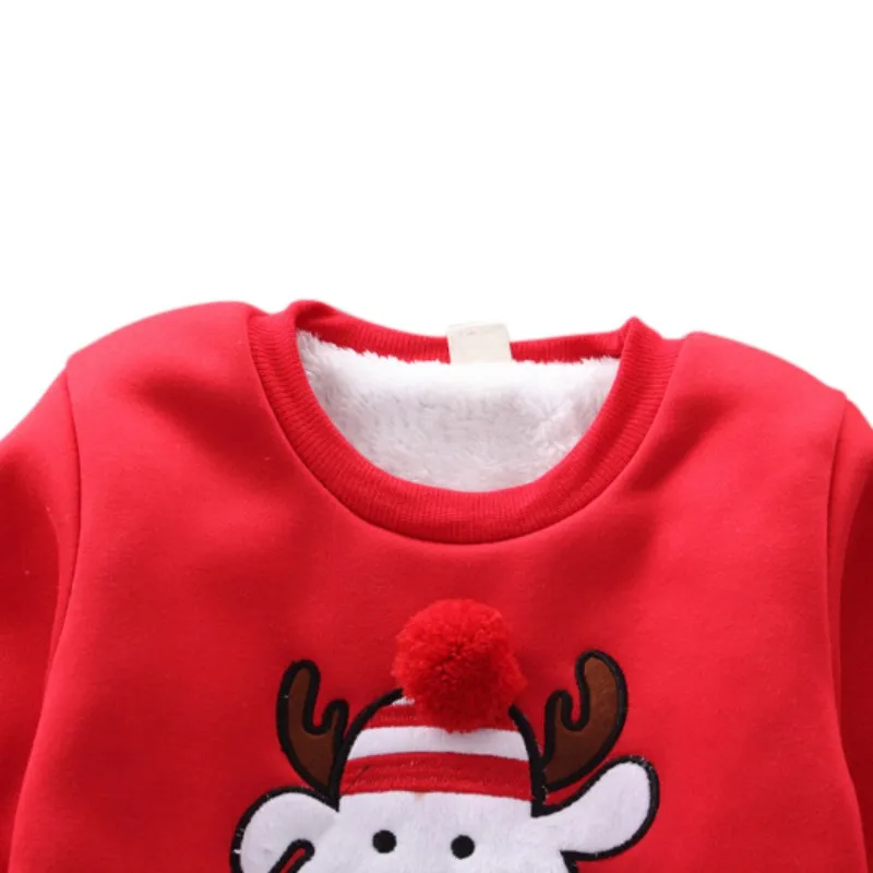 Зимняя Рождественская одежда из хлопка свитер с рисунком для мальчиков и девочек Теплый Рождественский свитер из хлопка для детей с рисунком Санта-Клауса