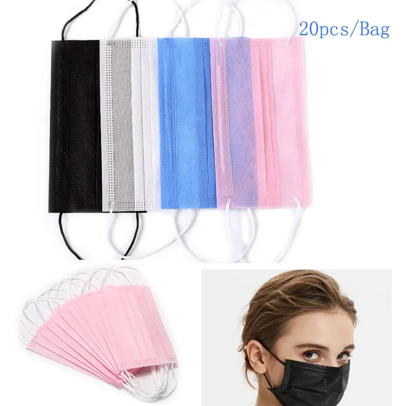

20pcs Anti-Dust Windproof Masks Eyelash Extension Non-Woven Fabric Masks Medical Surgical For Nose Protection Face Mouth Masks