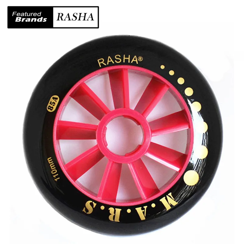 RASHA INLINE Speed skating wheels 110mm super strength black red MARS