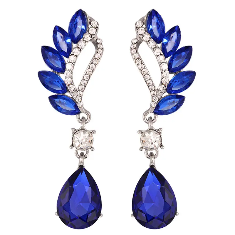 Beautiful Female Long Big Crystal Earrings Cuffs Fashion Jewelry Bridal