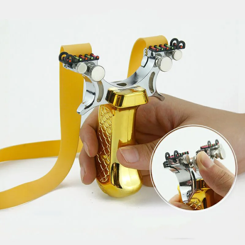 

Slingshot Catapult Hunting Alloy Bow Head With Rubber Band Outdoor Sport Shooting Game sling shot 3 C