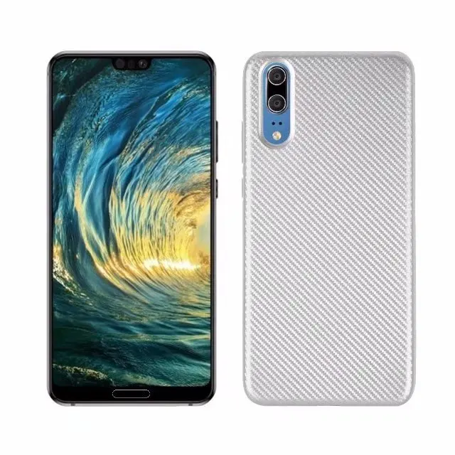 100 шт./лот случае углеродного Волокно силиконовый чехол для Huawei p20