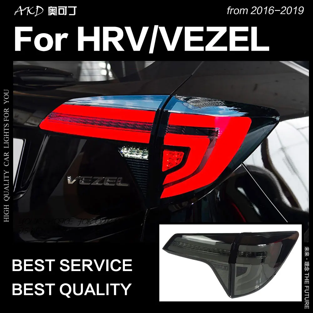 AKD автомобильный Стайлинг для HRV задние фонари 2016up Vezel светодиодный задний фонарь Lexus-style задние лампы дневные ходовые огни тормоза Обратный Авто аксессуары
