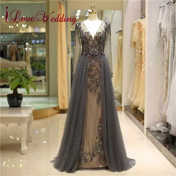 New Arrival Sexy Mermaid Evening Dress Custom made Long Sleeves Heavy Crystal Beaded Trumpet Muslim Evening Gown sexy evening gowns