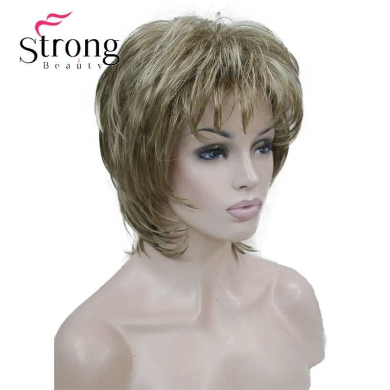 6139 # H16-613 New vogue fluffy wave flaxen blonde highlights short women`s synthetic hair wig(2)