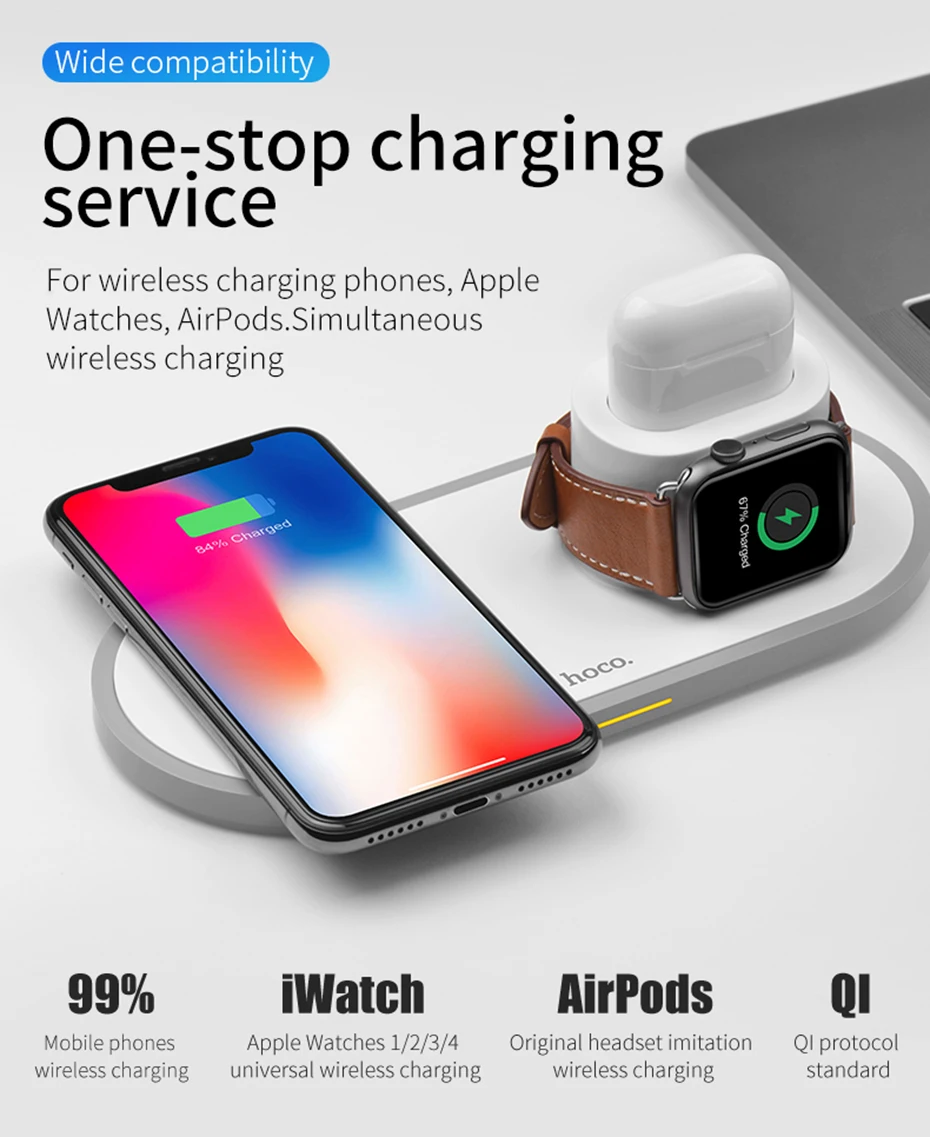 3IN1 10 Вт QI Беспроводной быстро Зарядное устройство Док-станция для iPhone Apple Watch 2/3/4 Airpod