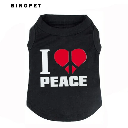 

BA1001/23 Cute Pet Dog Cat Puppy Cotton Clothes Shirt Tank Tee Top for Summer Clothing+ I LOVE PEACE Printed + Free Shipping