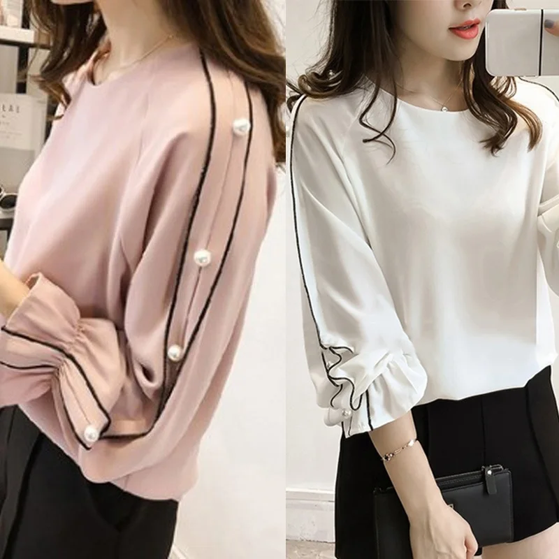 Осенняя женская блузка с длинным рукавом и заклепками|blouses plus|women casual blousescasual blouse |