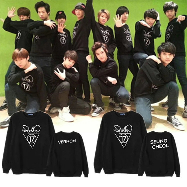 Толстовка с капюшоном seventeen черный хлопковый свитер в стиле кэжуан К-поп 17 |