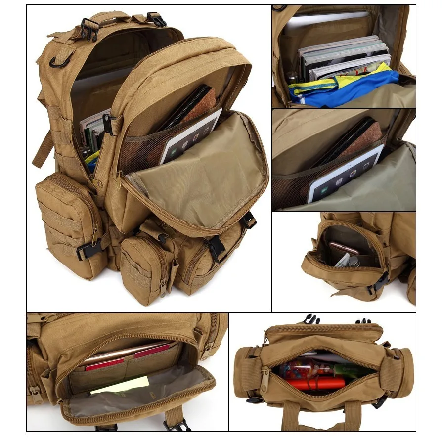 600D Оксфорд 55L военно-тактический рюкзак камуфляж, военный, армейский сумка стрельба из лука охота рюкзаки рыболова Открытый Кемпинг рюкзак
