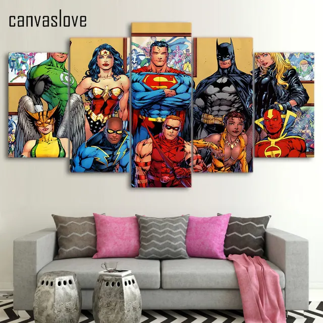 Superhero Wall Art aliexpress : buy 5 pieces canvas painting printed comics Superhero Wall Art aliexpress : buy 5 pieces canvas painting printed comics