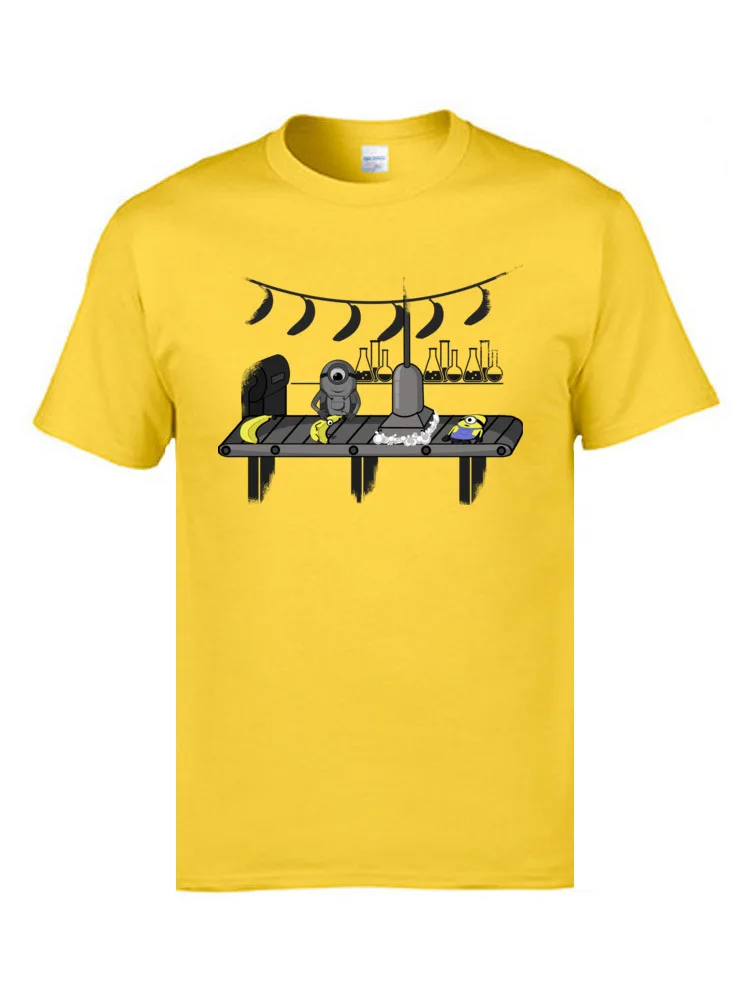 Minion Factory T-shirts Discount Short Sleeve Fitness Tight Cotton Crewneck Mens T Shirt Design Sweatshirts April FOOL DAY Minion Factory yellow