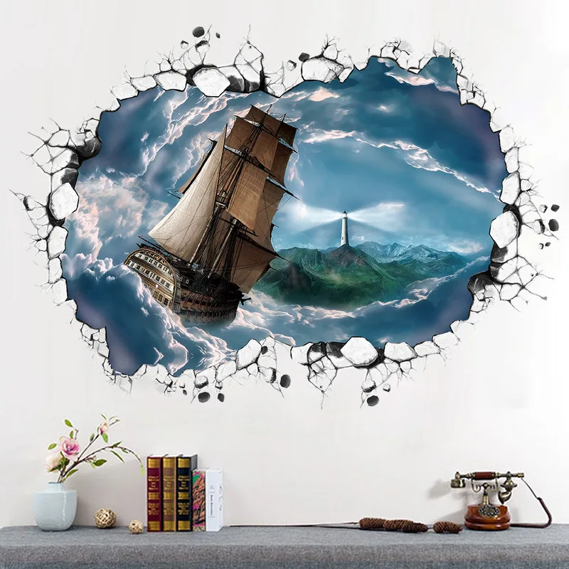 Wall stickers sea navigation removable bedroom living room decorative wall |