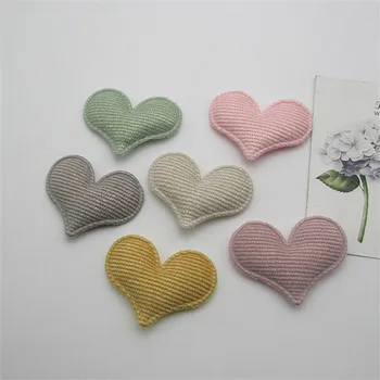 

30pcs/lot 5*4cm Stripe Heart Pads Patches Appliques for Craft Clothes Sewing Supplies DIY Hair Clip Accessories