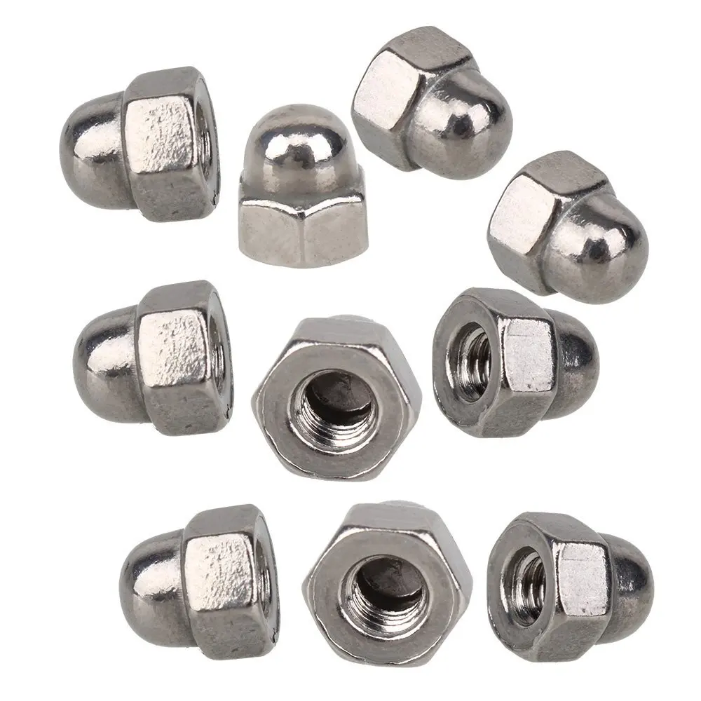 Silver Stainless Steel Acorn Dome Head Hex Nuts Metric M3 0.5 Thread